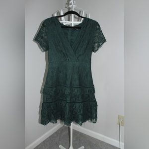 Green Lulu Capped Sleeve Mini Dress